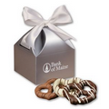 Chocolate Dipped Pretzels in Silver Gift Box